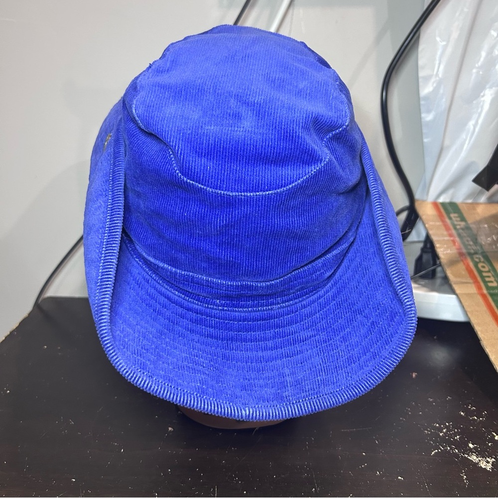 The Children’s Place Brimmed Hat Blue Corduroy size 10-14 Fits adult head floral - Picture 5 of 11